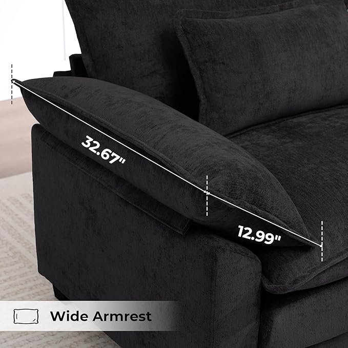 Modern Oversized Accent Chairs Set of 2, Chenille Cloud Sofa Chair - Image 7