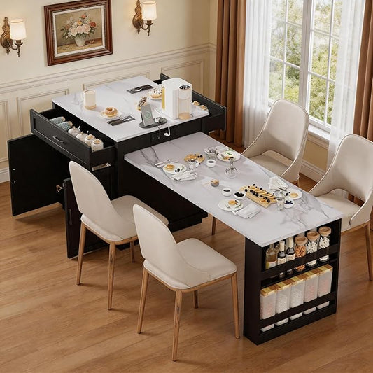 Kitchen Island with Extendable Dining Table by Unknown