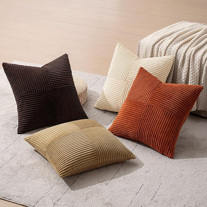 MIULEE Brown Beige Throw Pillow Covers 18x18 Inch Set of 4 Boho Farmhouse - Image 7