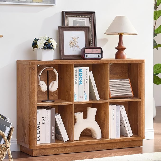 Joaxswe 6 Cube Storage Book Shelf, Floor Standing 2-Tier Wooden Bookshelf by Joaxswe