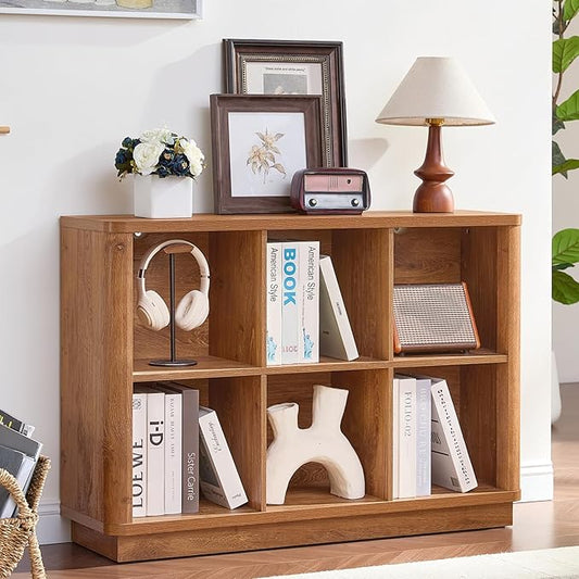 Joaxswe 6 Cube Storage Book Shelf, Floor Standing 2-Tier Wooden Bookshelf by Joaxswe