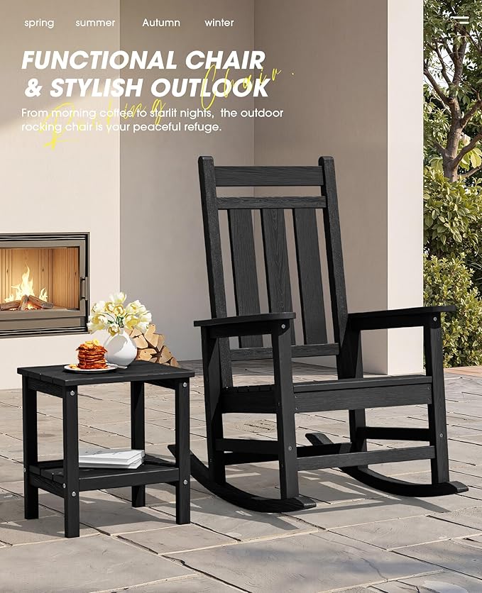 KINGYES Oversized Outdoor Rocking Chair Set of 2, All-Weather Patio Rocking - Image 4