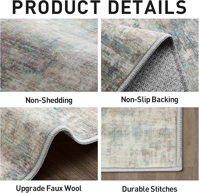 4x6 Area Rugs Washable Rug: Modern Abstract Living Room Rug Soft Anti-Skid Thin - Image 5