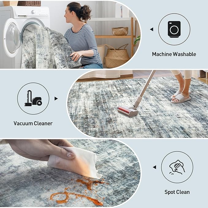 4x6 Area Rugs Washable Rug: Modern Abstract Living Room Rug Soft Anti-Skid Thin - Image 4