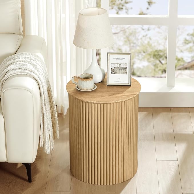 AVZEAR Small Round Side Table Fluted Night Stand Set of 2, Modern Boho End Table - Image 8