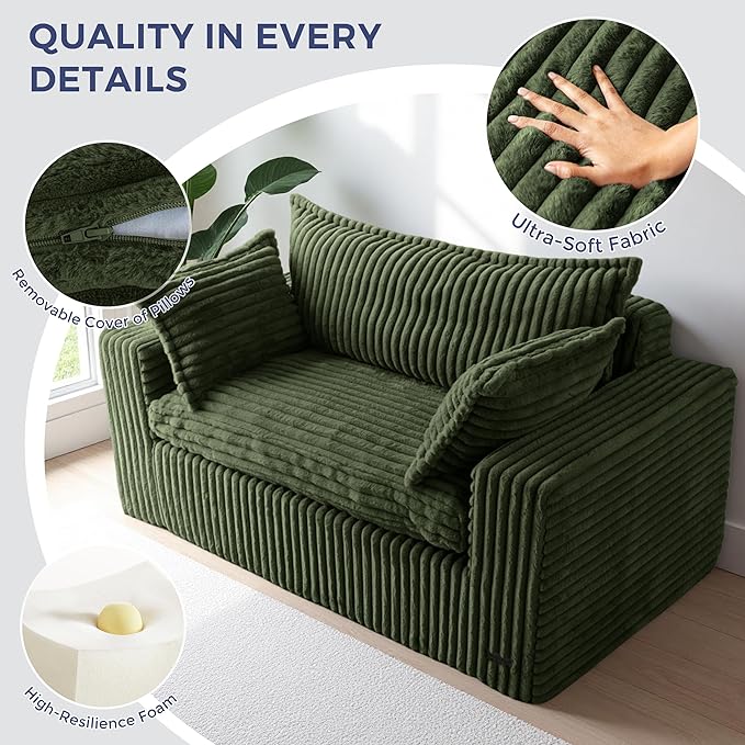MAXYOYO 59" Bean Bag Sofa Couch, Loveseat Boneless Couch in a Box, Upholstered - Image 4