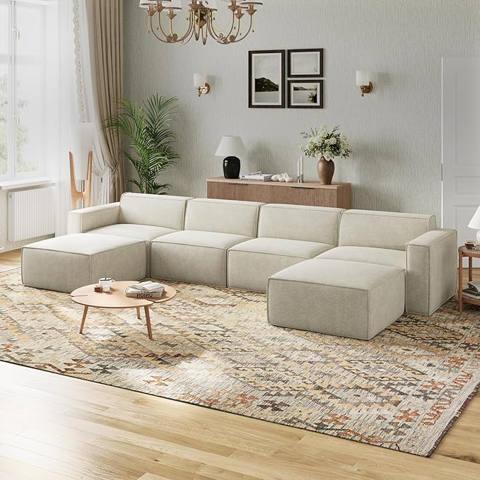 Novilla 151.2" Modular Sectional Sofa, No Assembly Cloud Sectional Couch by Novilla