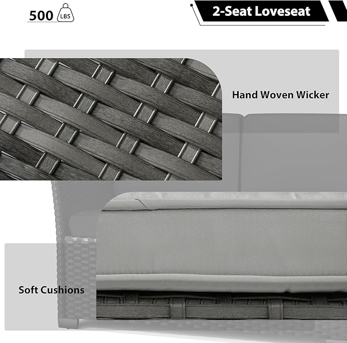 KIGOTY 7 Piece Patio Furniture Set, Outdoor PE Wicker Rattan Outdoor Dining Set - Image 3