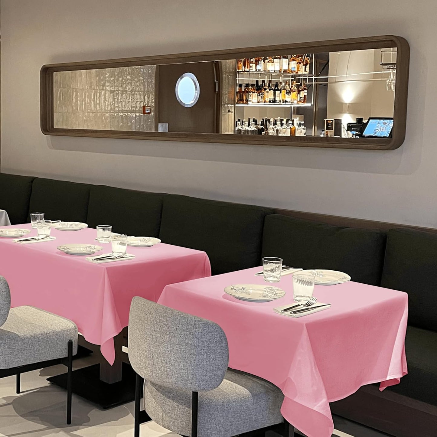 sancua Square Tablecloths 70x70 Inch, 2 Pack - Pink Fabric Table Cloth for Square or Round Tables, Washable Polyester Table Cover for Outdoor Party, Birthday, Decorative Display Tables