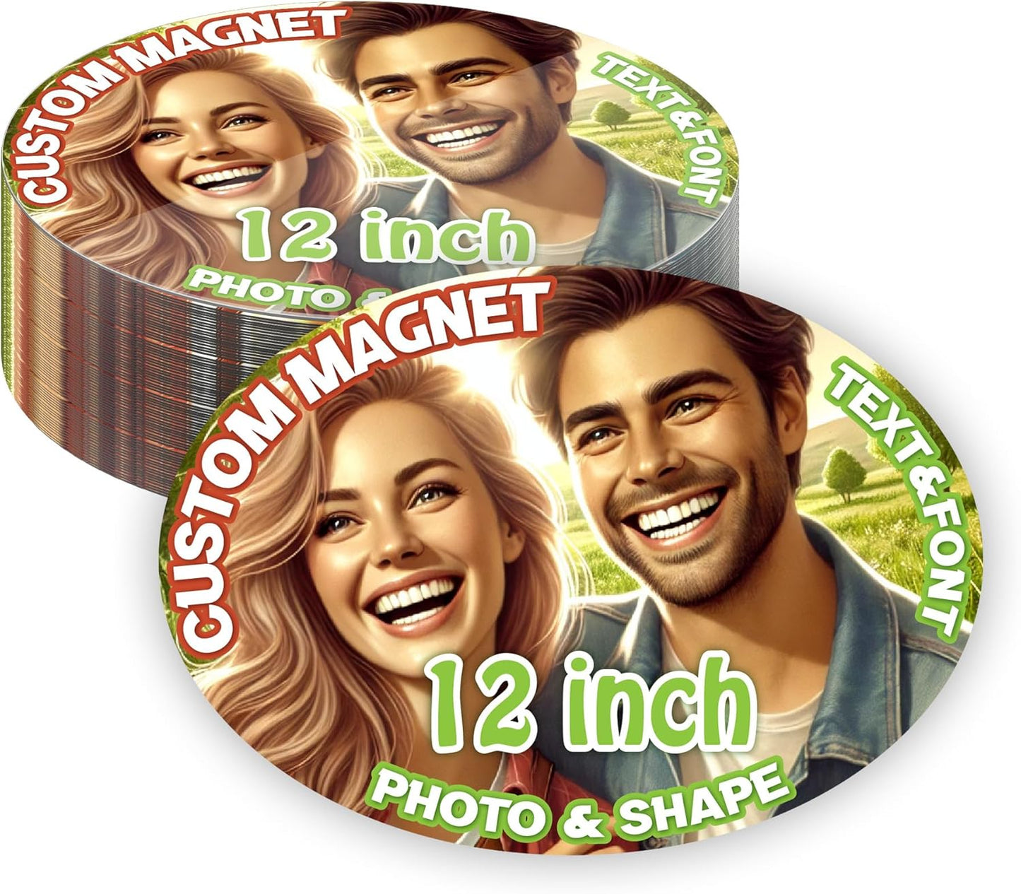KETABAO – 12" Oval Magnetic Photo Magnet for Refrigerators, Storage Cabinets and Cars – Customized Gifts for Office and Home