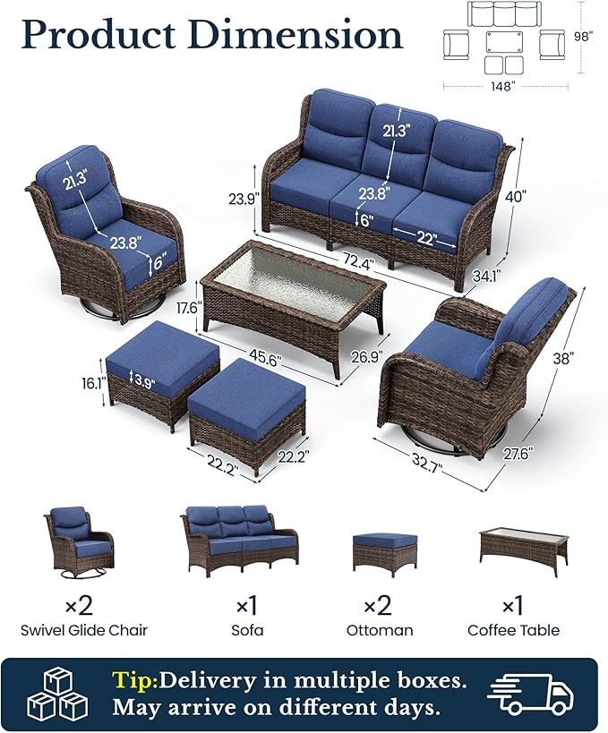 HILLGA Luxury High Back Patio Furniture Set - Image 2