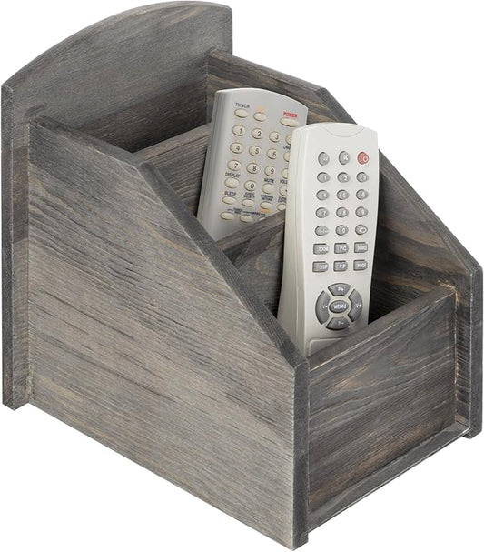 MyGift Rustic Dark Gray Wood Remote Control Holder Organizer Caddy by MyGiftHome