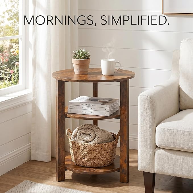 Farmhouse 3-Tier Round Side Table, 17.7*21.7inch End Table - Image 6