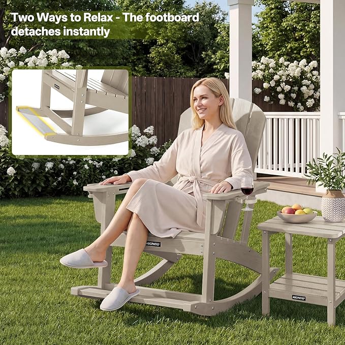 Outdoor Oversized Adirondack Rocking Chairs, All Weather HDPE Patio Rocking - Image 6