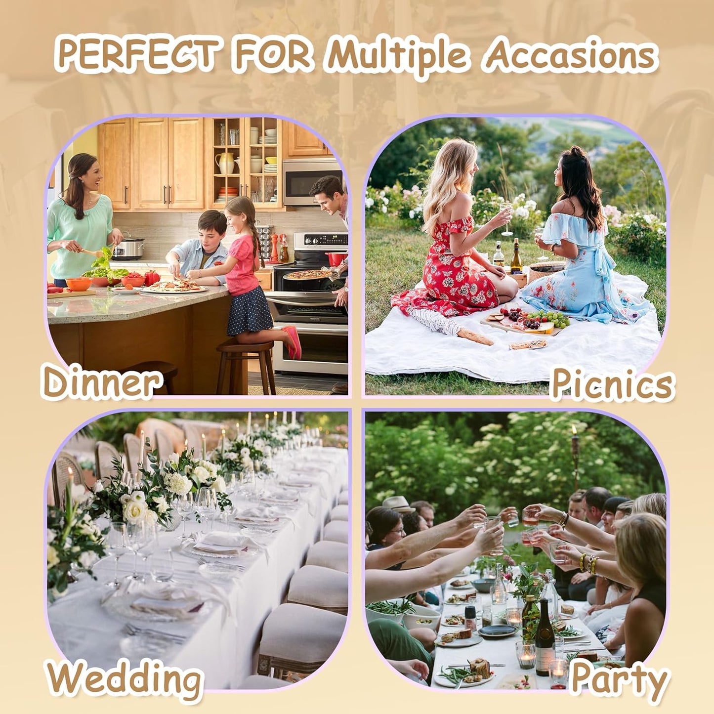 MYSKY HOME Table Cloth 60x102 in Rectangle, Cotton Tassel Linen Look Waterproof, Wrinkle Free Table Cover with Beige Tassels for Kitchen Dining, Party