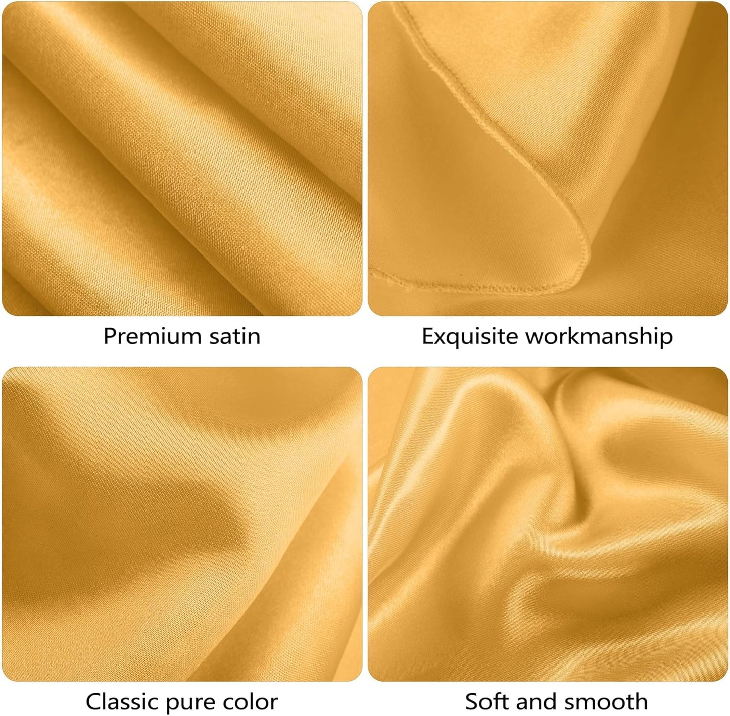 Ruisita 120 Inches Round Satin Tablecloths Gold Overlay Round Satin Table Cover Bright Silk Tablecloth Smooth Fabric Tablecloth for Wedding Banquet Table Decoration