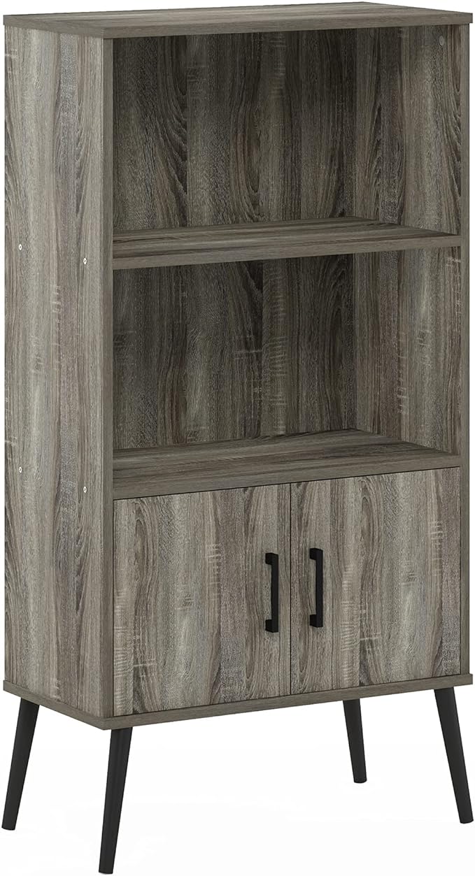 Furinno Claude Mid Century Style Accent Wooden Leg Bookcase Cabinet - Image 5