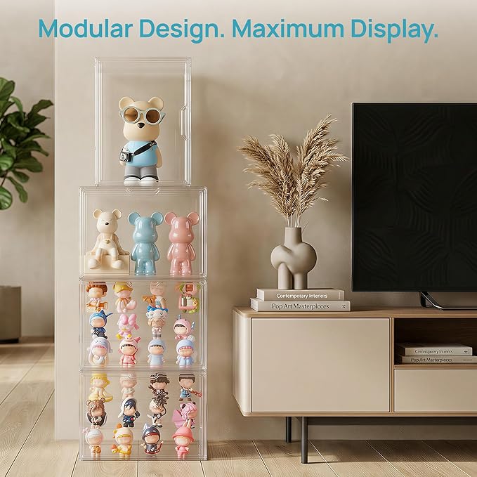 Vtopmart 4 Pack Acrylic Display Case, Stackable Figure Display Case - Image 8
