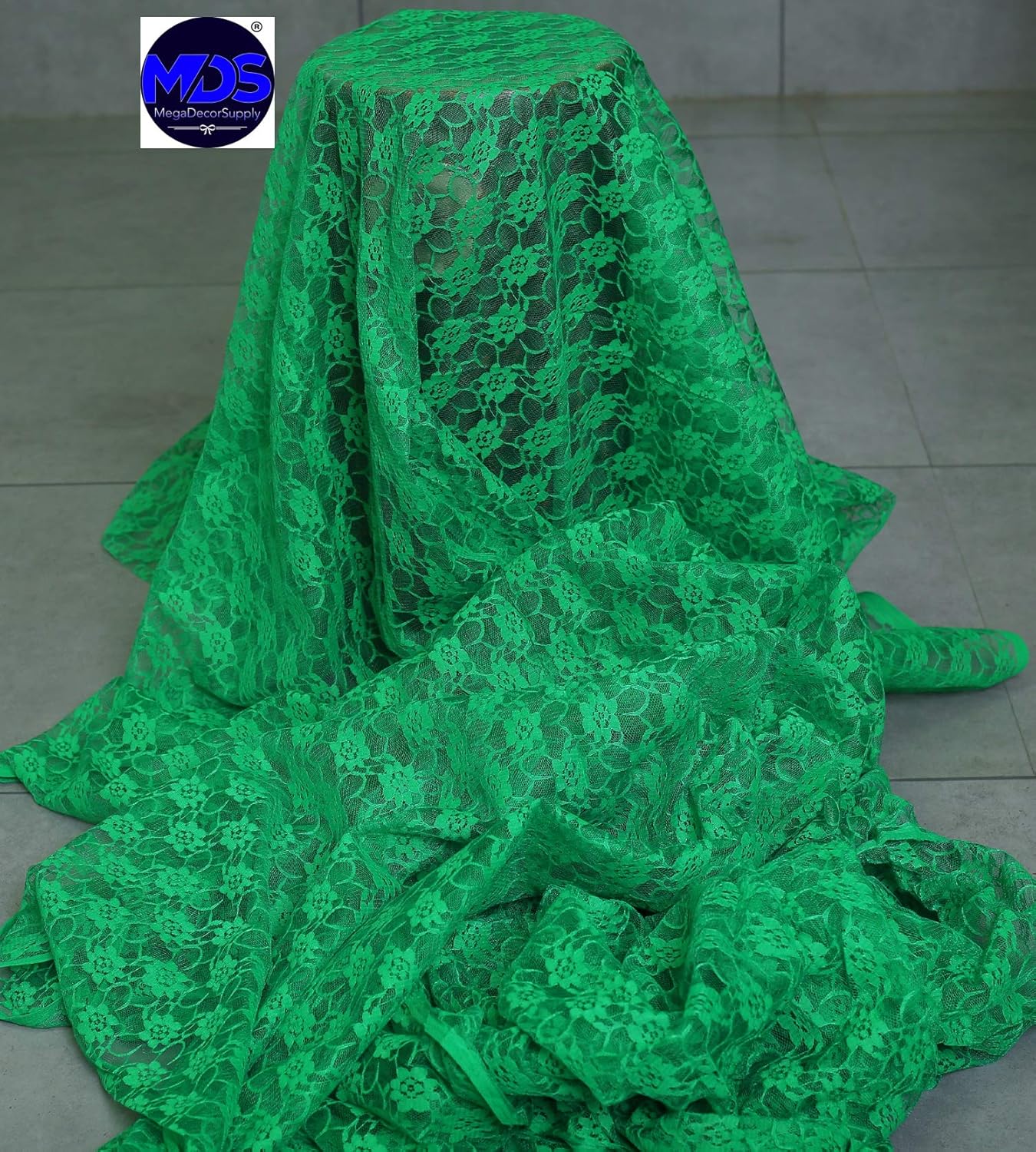 MDS Pack of 15 Wedding 12 x 108 inches Lace Table Runner for Wedding, Decorations for Birthday Parties, Banquets, Graduations, Engagements, and Runners fit Rectangle, Round Table- Green