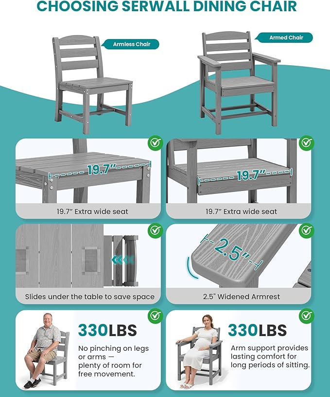 SERWALL Outdoor Dining Sets for 8, Outdoor Dining Sets for 8 Person - Image 8