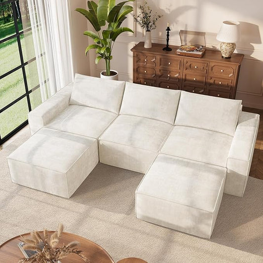 Vesgantti 114" Boneless Modular Sectional Sofa, Modern U Shaped 5 Seater Couch by Vesgantti