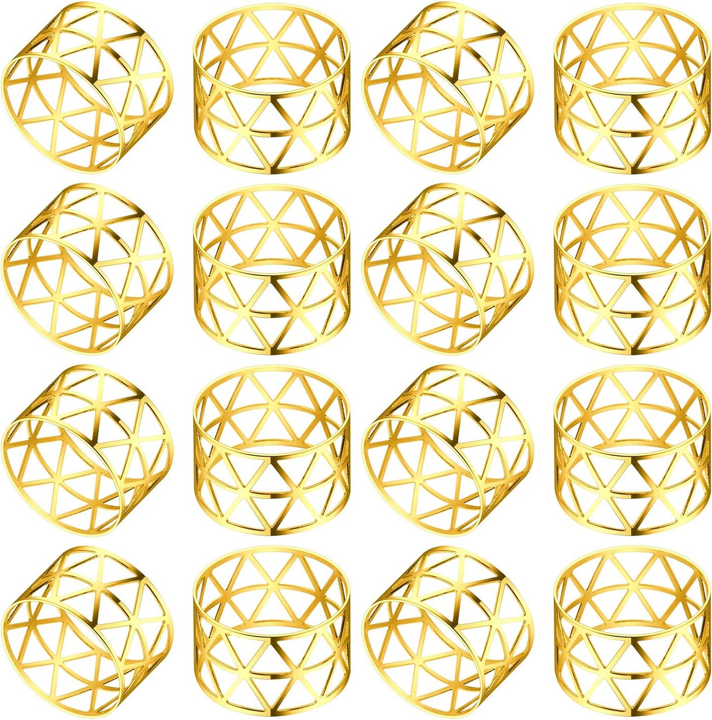 KPOSIYA Set of 20 Napkin Rings with Hollow Out Design Gold Napkin Ring Holder for Wedding Party Holiday Banquet Christmas Dinner Delicate Serviette Buckles Decor Favor (20, Style 2-Gold)