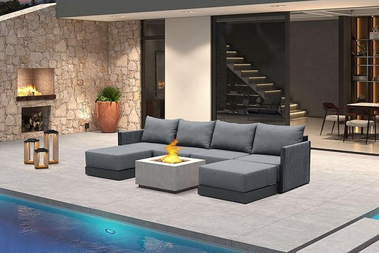 PURPLE LEAF Patio Furniture Set 6 Pieces Patio Seating Sofas by PURPLELEAF
