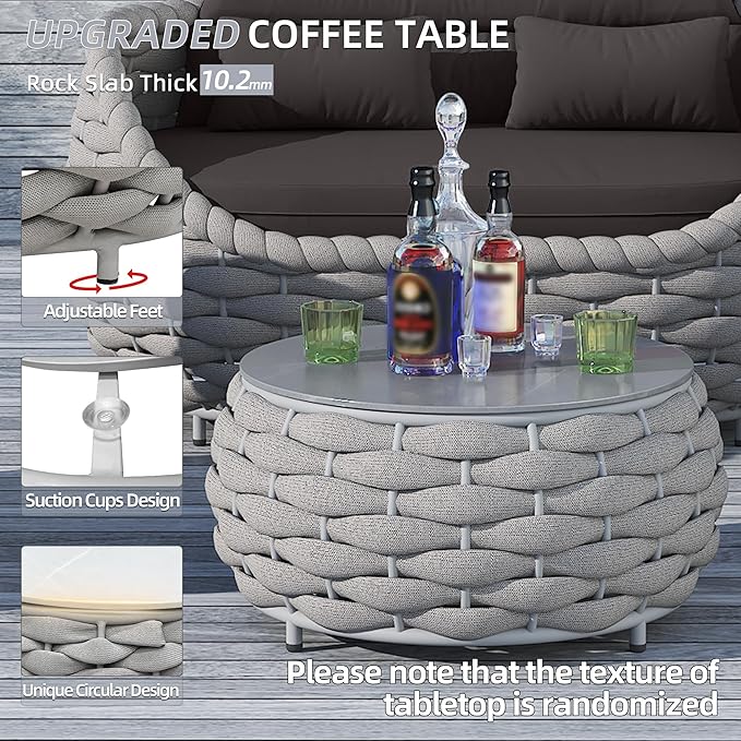 TWT Aluminum Outdoor Patio Furniture Set, 4 Textilene Armchairs Modern Outdoor - Image 2