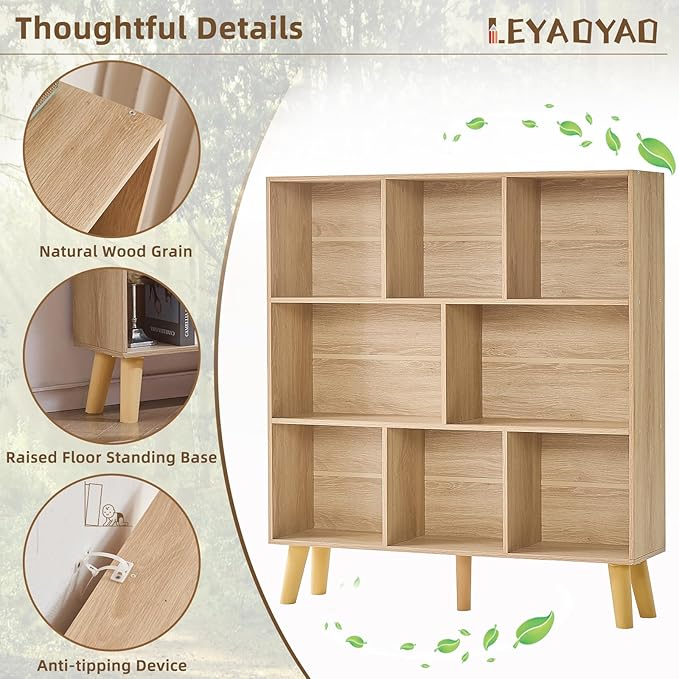 LEYAOYAO 8 Cube Bookshelf, 3 Tier Bookcase - Image 5