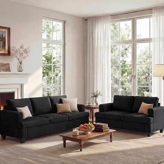 Apicizon Loveseat & 3 Seater Sofa Sets, 2 Piece Modern Sleeper Sofa by APICIZON