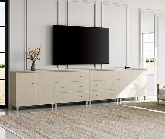 WAMPAT TV Stand Cabinets for 120+ Inches TVs, 4-in-1 Wood Media Console Table by WAMPAT