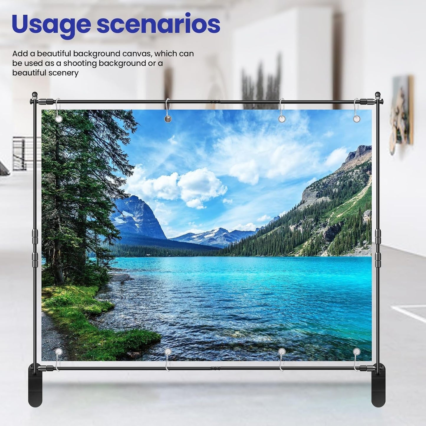 Jiang&Rong 10x8ft Photo Backdrop Stand Kit - Adjustable Telescopic Booth Background Stand with Step and Repeat Frame for Professional Photography, Trade Shows, Events