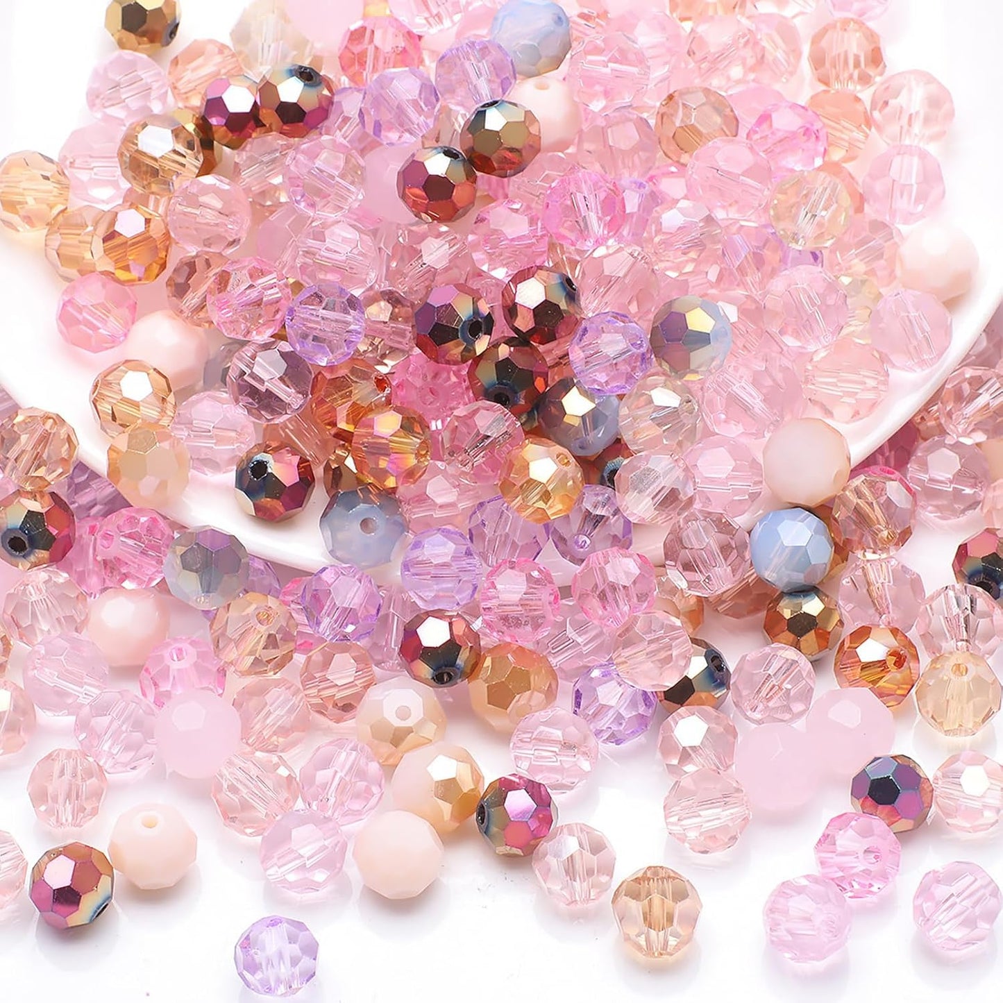 100PCS 8MM Crystal Glass Beads for Jewelry Making Pink Series Rondelle Facted Crystal Glass Beads for Bracelet Making Round Glass Spacer Beads for DIY Crafts Wind Chimes Suncatchers
