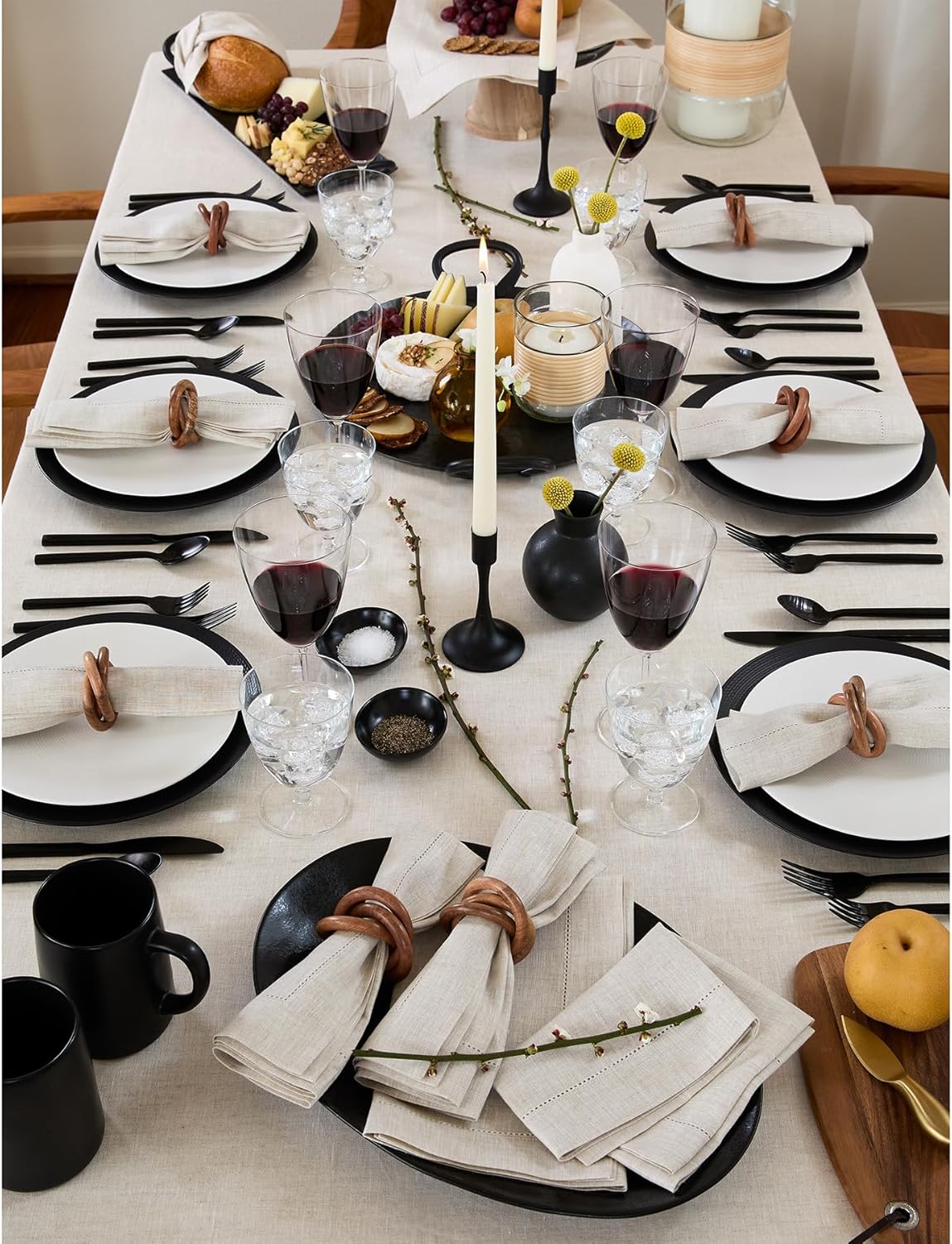 Solino Home Linen Light Natural Tablecloth 60 x 144 Inch - Classic Hemstitch, 100% Pure Linen Rectangular Tablecloth - Machine Washable Table Cloth for Fall, Autumn, Thanksgiving, Christmas, Holiday