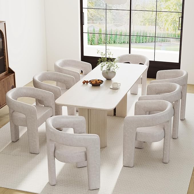 RIVOVA Modern Barrel Dining Chair Grey PU Leather Upholstered Accent Side Chair - Image 7
