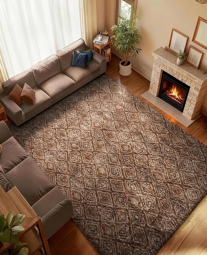 Ophanie 6x9 Brown and White Diamond Striped Rugs - Image 5