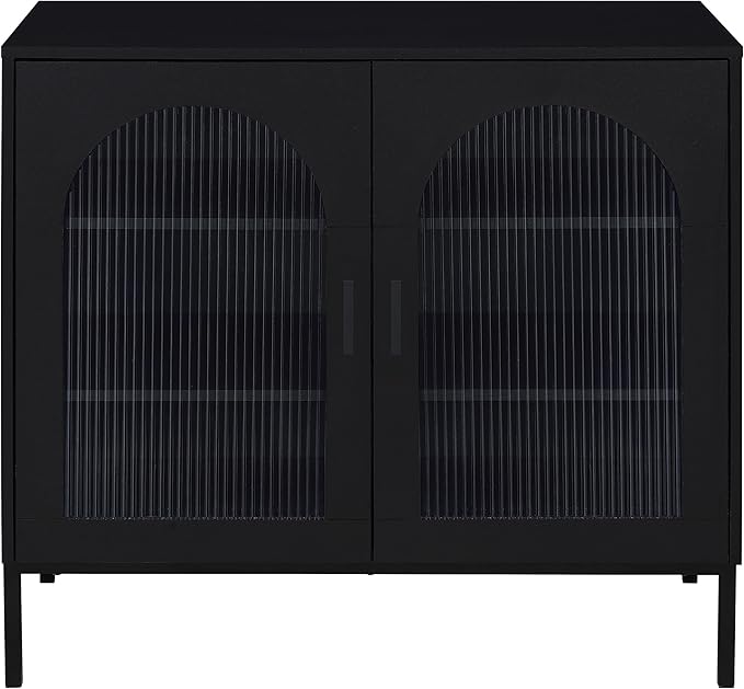 Coaster Home Furnishings Jess 2-Door Arched Fluted Glass Accent Cabinet Black - Image 5
