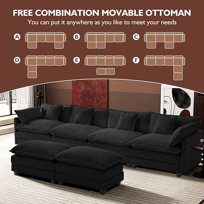 Ihanherry U-Shaped Modern Sofa 146" Modular Sectional Cloud Couch - Image 7