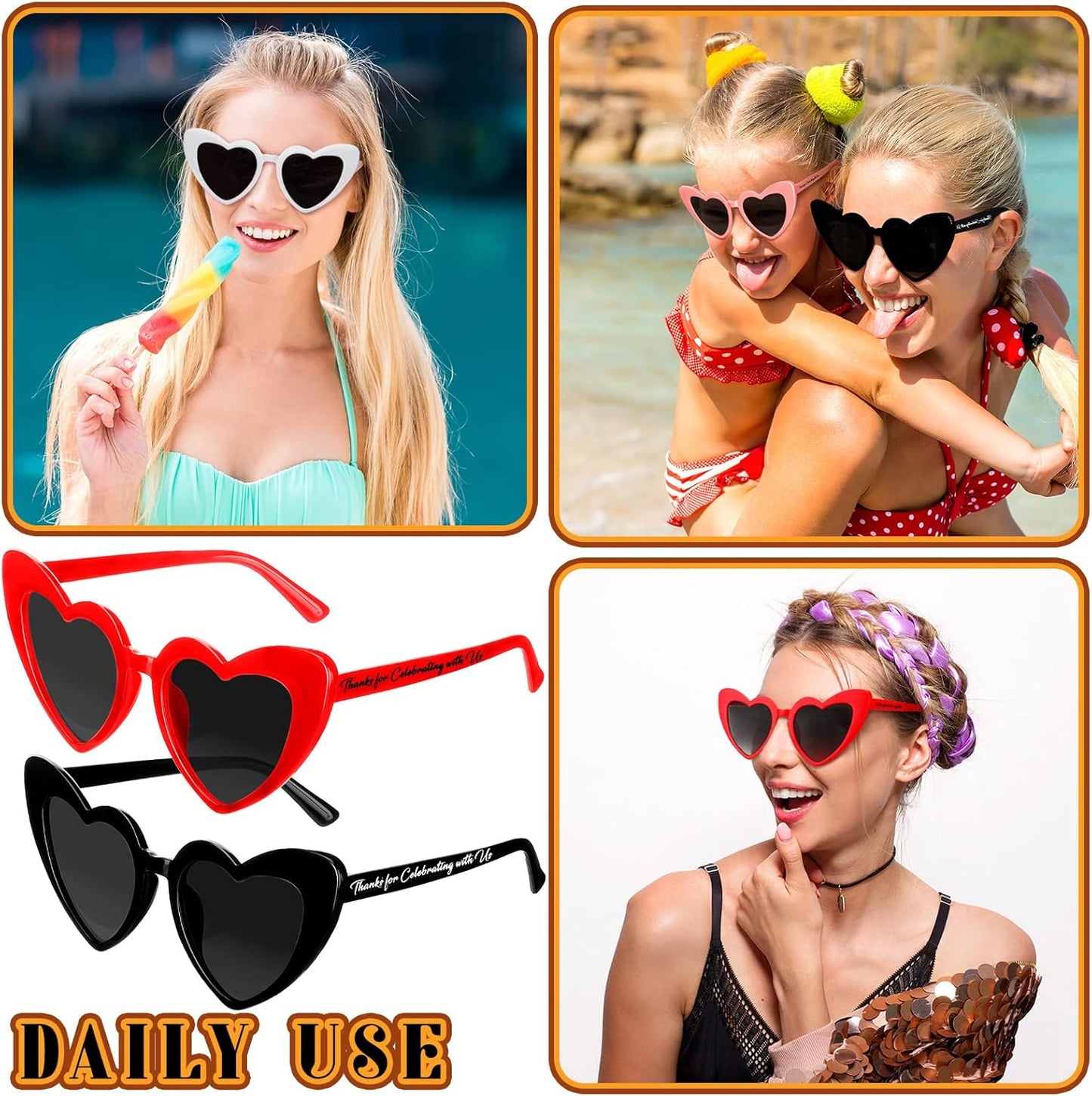 Vabean Wedding Heart Sunglasses Bulk Wedding Gifts Bachelorette Bridal Party Favors for Guests Reception