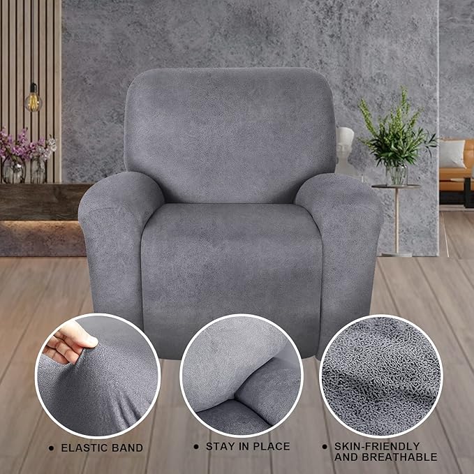 ANARACHON Leather Look Oversize Recliner Chair Covers, Thick 4 Pieces Recliner - Image 5