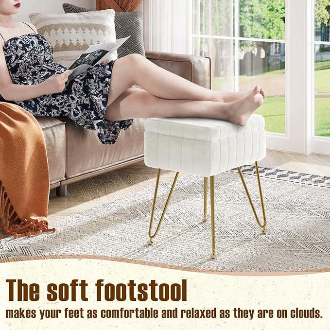 Greenstell Vanity Stool Chair Faux Fur - Image 4