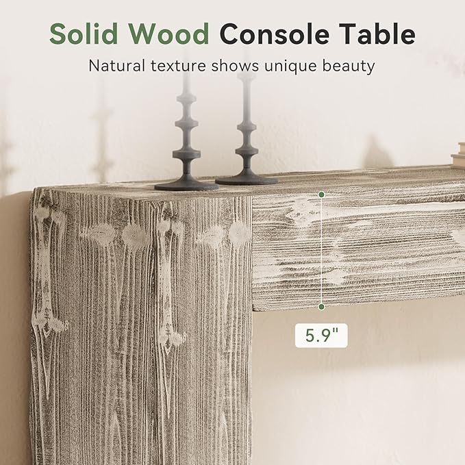 Solid Wood Console Table, 63-Inch Farmhouse Sofa Table Behind Couch - Image 5