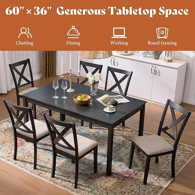 AMERLIFE 7-Piece Farmhouse Dining Table Set - Image 7