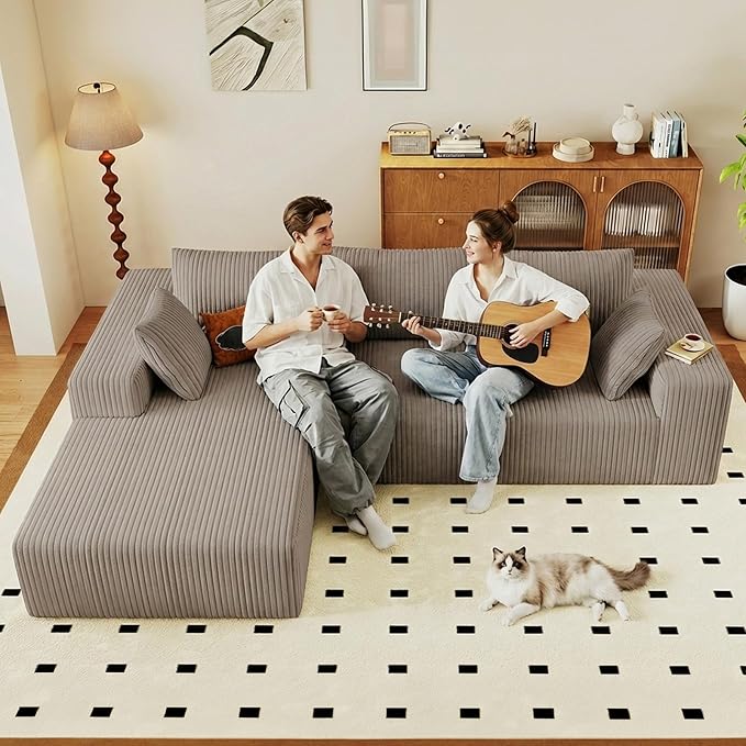 95" Cloud Sectional Couch with L-Shape Chaise, Modular Comfy Sofa Chaise Longue - Image 6