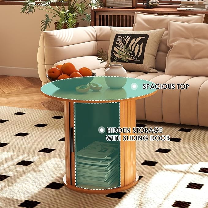 COSVALVE Round Wood Coffee Table 23.6IN - Image 4