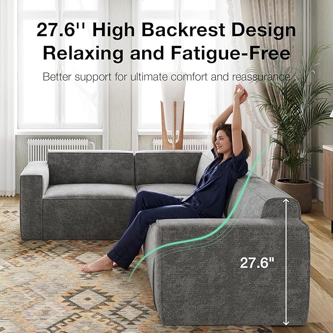Novilla 84.3" Modular Sectional Sofa, No Assembly Cloud Sectional Couch - Image 5