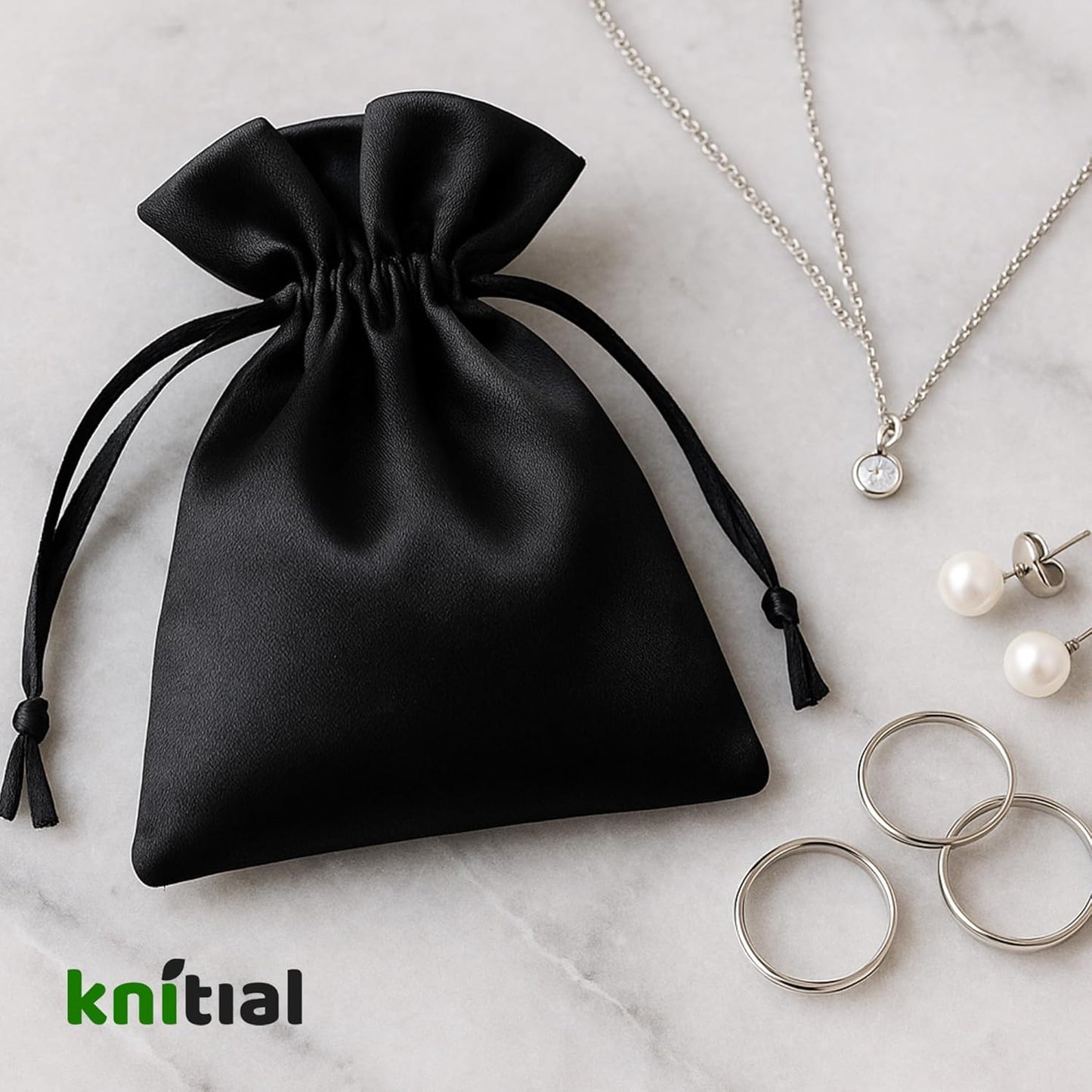 6" x 9" Black Satin Gift Bags, Jewelry Bags, Wedding Favor Drawstring Bags Baby Shower Christmas 50 per Pack