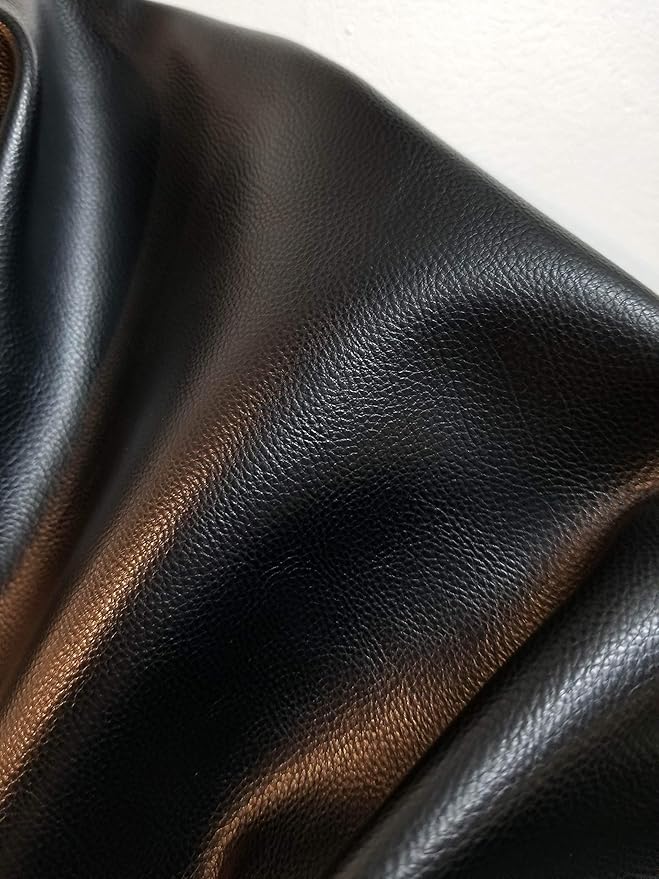 Black Soft Faux Vegan PU Leather by The Yard Synthetic Pleather 0.9 mm Nappa by NATLeathers