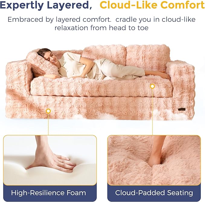 MAXYOYO 3 Seater Sofa for Living Room, Tufted Boneless Couch Bubbled Sofa Couch - Image 5