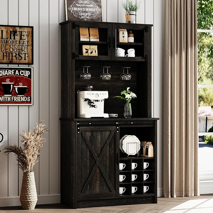 4ever2buy Farmhouse Coffee Bar Cabinet - Image 8